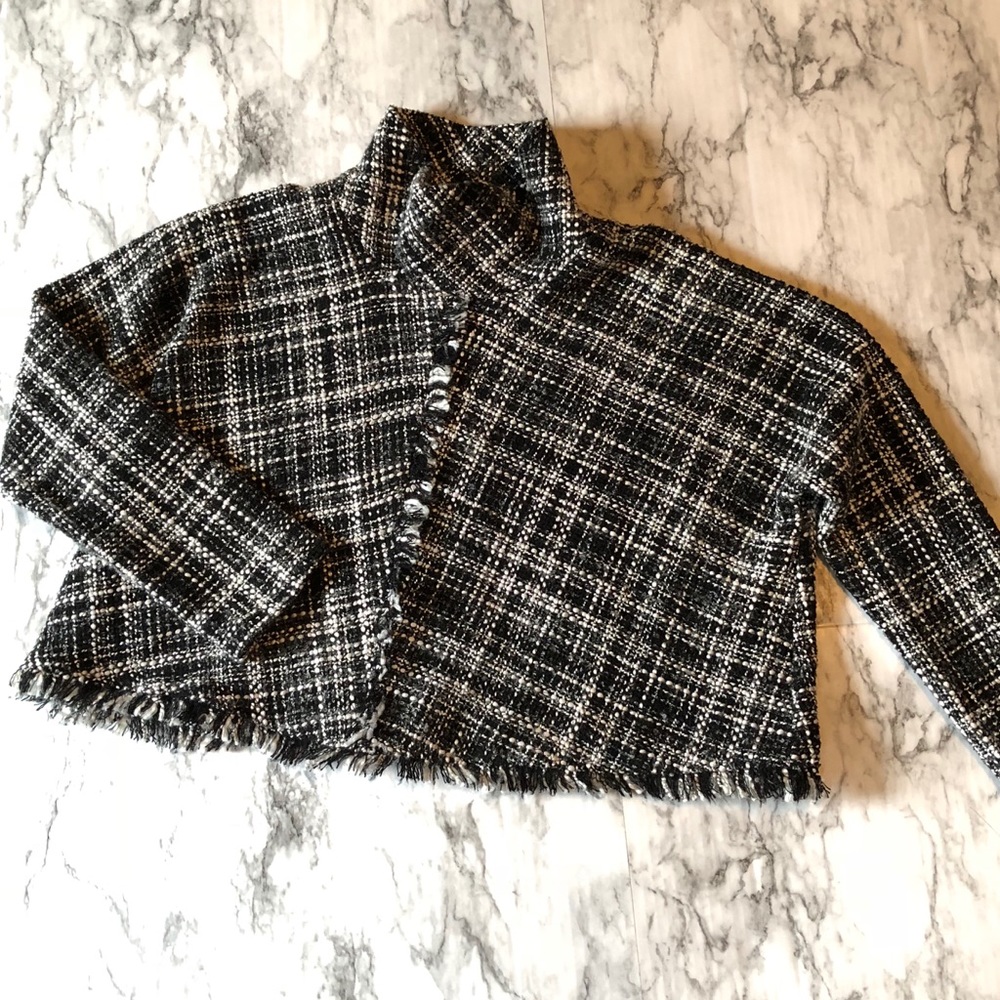 Zara Black and White Plaid Sweater